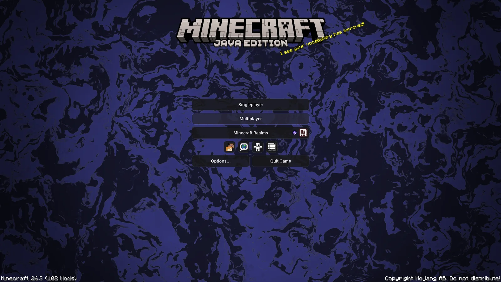 Hauptmenü mit animiertem Hintergrund und flachen Buttons